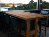 Macrocarpa Bar Leaner Laminated Table