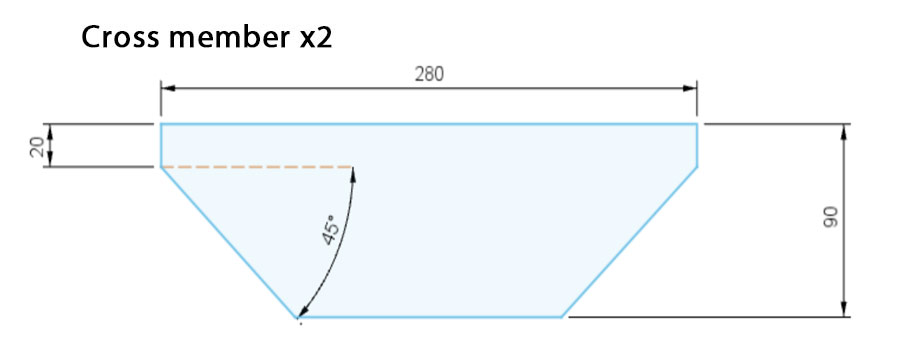 Diagram of table cross member