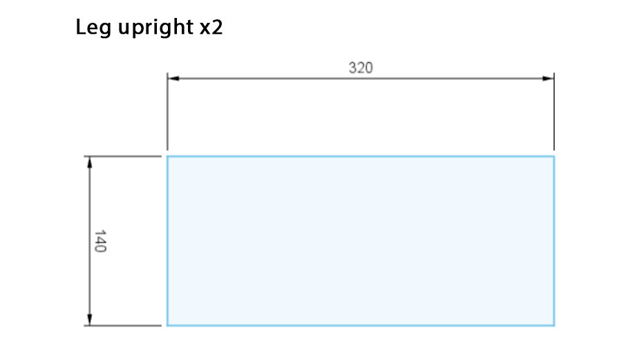 Diagram of table leg upright