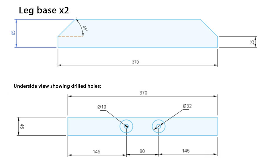 Diagram of table leg bases