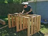 Compost bin construction in process