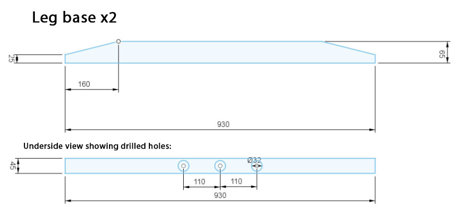 Diagram of table leg bases