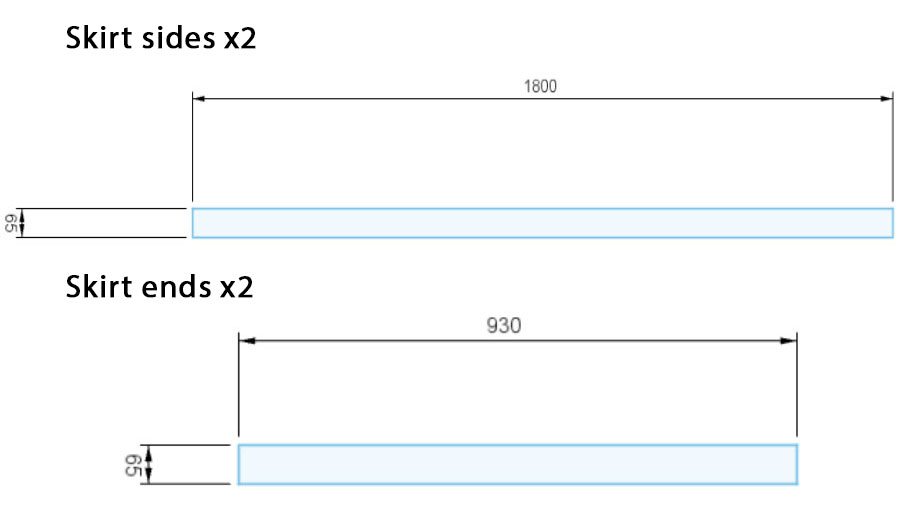 Diagram of table skirts